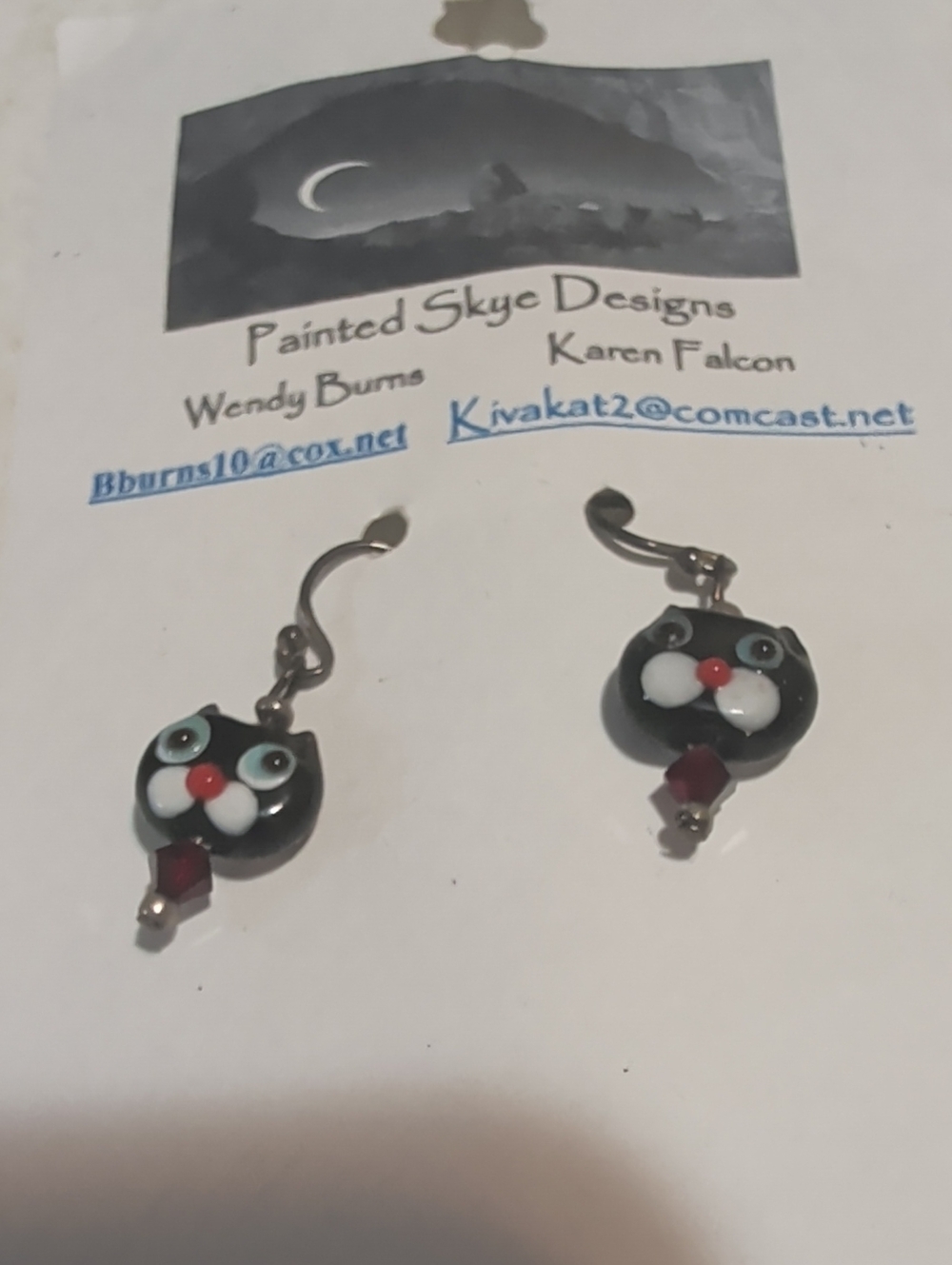 Black Cat Glass Drop Earrings
